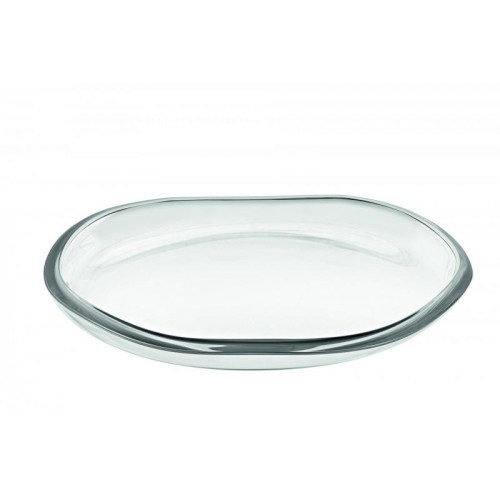 Glasschale, flach, geschwungen, schwer