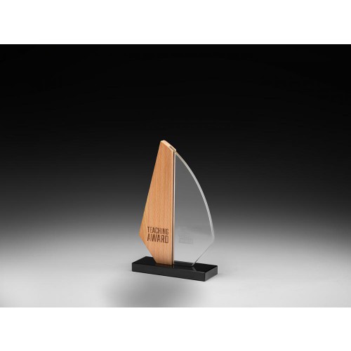 Glastrophäe Segel Glas/Holz