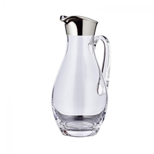 Krug, Glas, leicht bauchig, mit aufgedampftem Platinrand (Handarbeit)