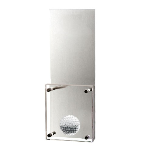 Metall Trophäe mit vorgesetzter Acrylplatte (Stärke: 10mm), 24 cm H, 9 cm B