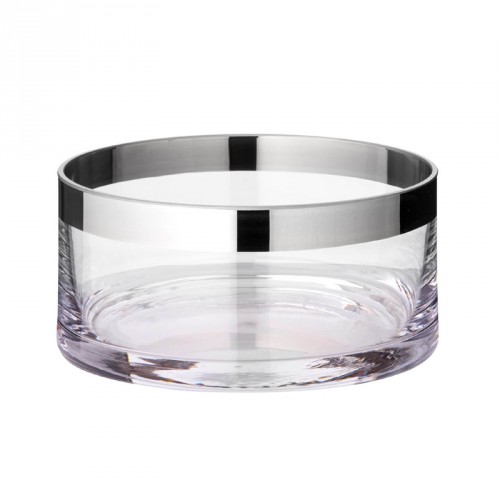 Schale, Glas, gerade mit aufgedampftem Platinrand (Handarbeit)