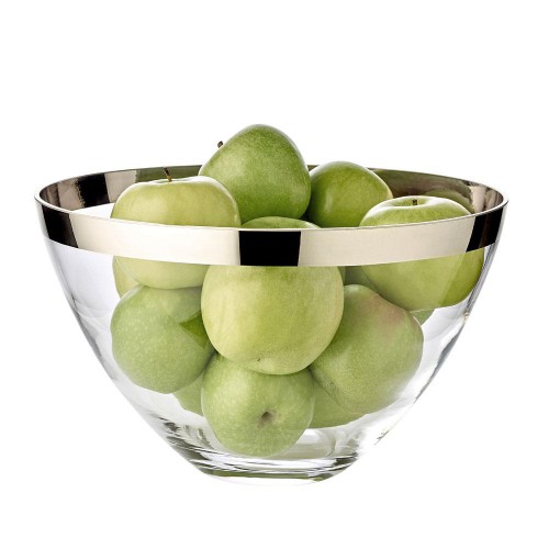 Schale, Glas, konisch mit aufgedampftem Platinrand (Handarbeit)
