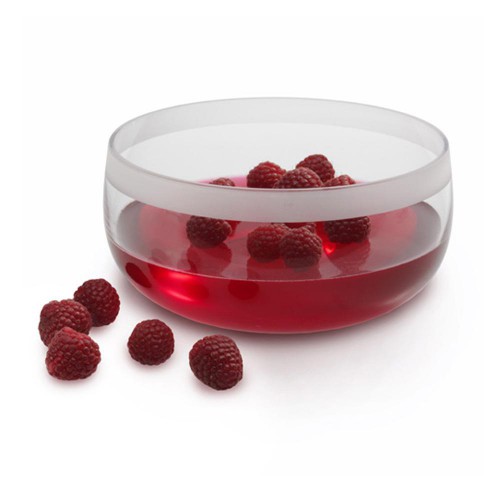 Schale, Glas, rund, bauchig, satinierter Rand