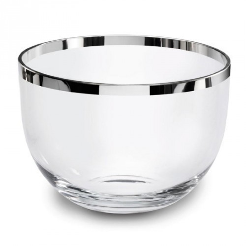 Schale, Glas, rund, schlichte Form, 1000er Silberrandveredelung