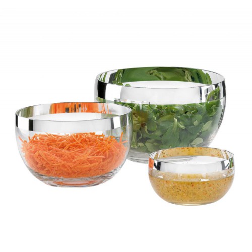 Schale, Glas, rund, schlichte Form, 1000er Silberrandveredelung