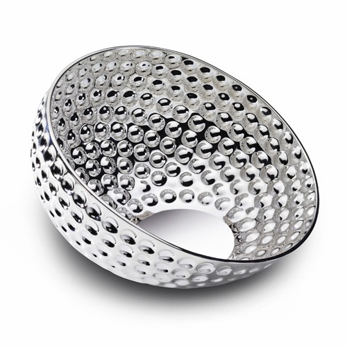 Schale "Golfball-Design", versilbert, angeschrägt (Italien)