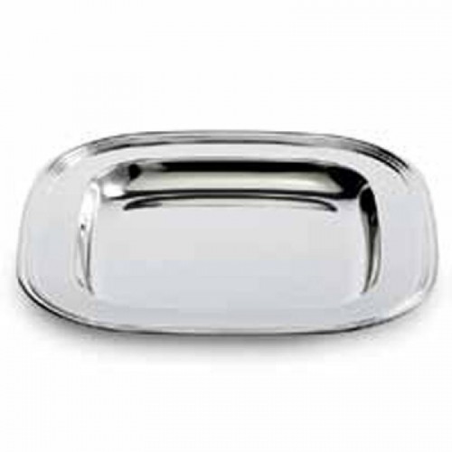 Schale/Teller, versilbert/vernickelt, quadratisch, englischer Rand