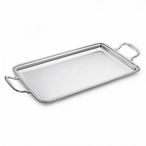 Tablett, 800 Silber, rechteckig, englischer Rand, mit Griffen (Italien)
