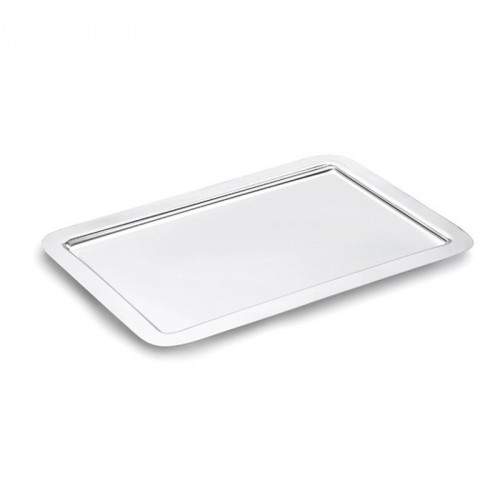 Tablett, versilbert, rechteckig, glatter Rand, schlicht (Italien)