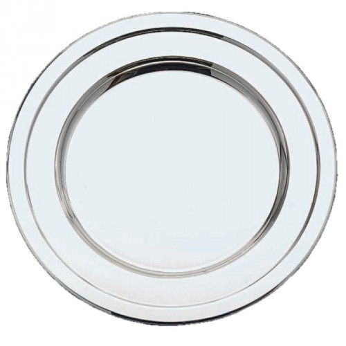Teller, 800er Silber, rund, schlicht mit Doppelrand (Italien)