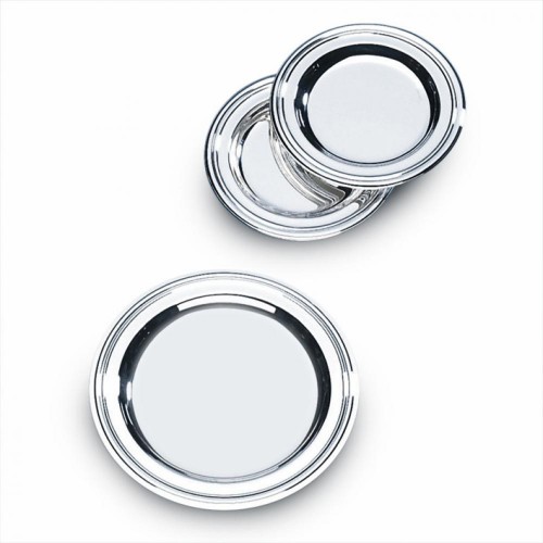 Teller, 800er Silber, rund, schlicht mit englischem Rand (Italien)