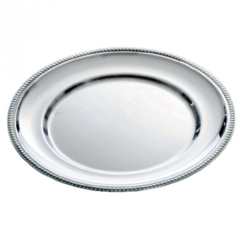 Teller, 800er Silber, rund, schlicht mit Perlrand (Italien)