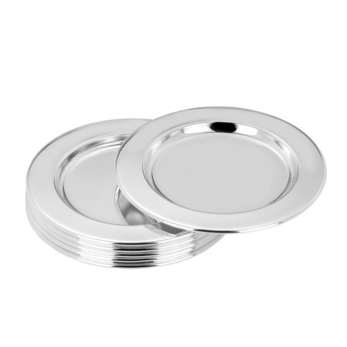 Teller, versilbert, rund, schlicht mit glattem Rand, leicht, anlaufgeschützt
