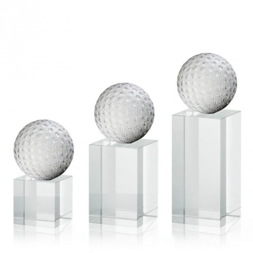 Trophäe, klare Glaswürfel, Glasgolfball, 6 cm
