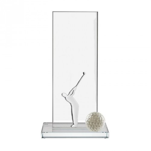 Trophäe, Optiwhiteglas, schlicht, Glasgolfball; Golferemblem