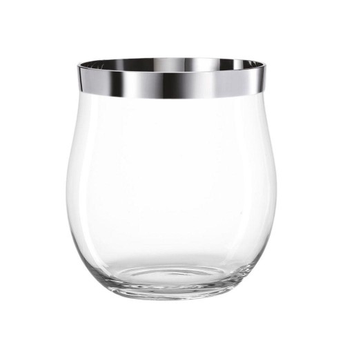Vase, Glas, bauchig, schwer, 1000er Silberrandveredelung