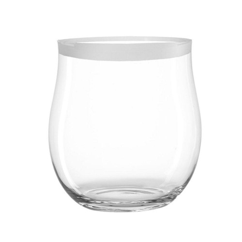 Vase, Glas, bauchig, schwer, satinierter Rand