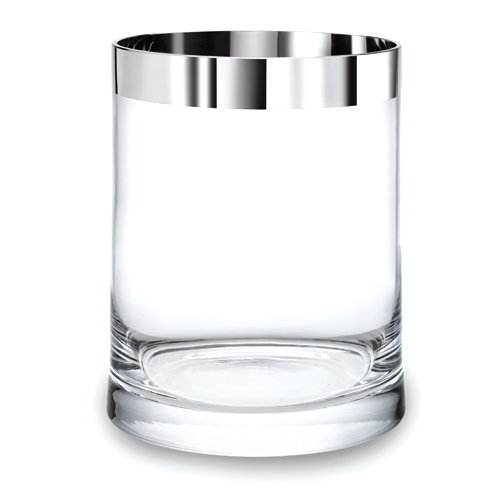 Vase, Glas, gerade, 1000er Silberrandveredelung