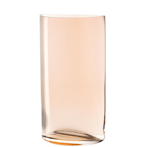 Vase, Glas, hellbraun, halbrund, schwer, "Halbmond"
