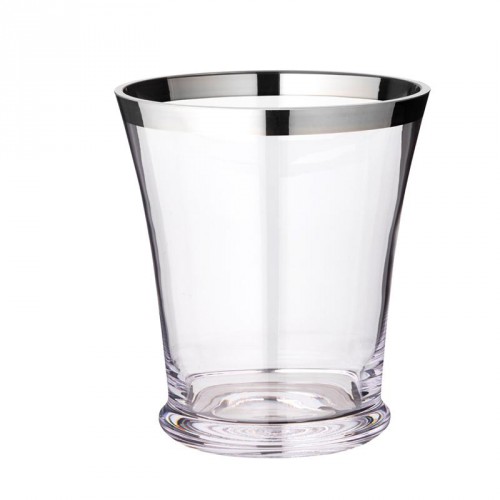 Vase (Kühler), Glas, konisch, mit aufgedampftem Platinrand (Handarbeit), kleiner Fuß