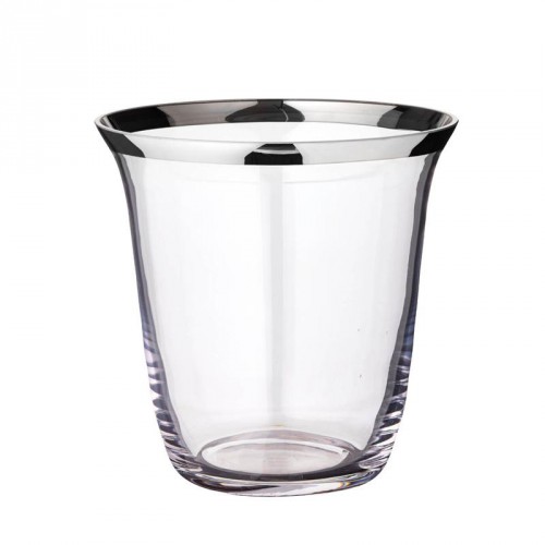 Vase (Kühler), Glas, konisch, mit aufgedampftem Platinrand (Handarbeit)