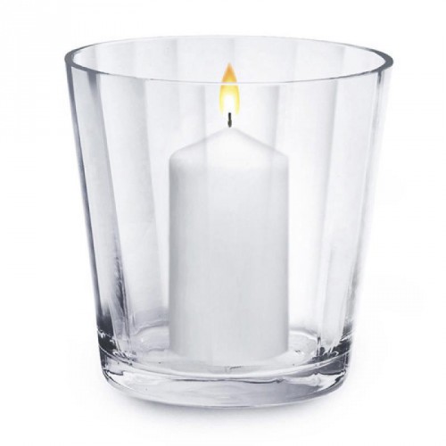 Vase/Windlicht, Glas, rund, optische Designelemente im Glas