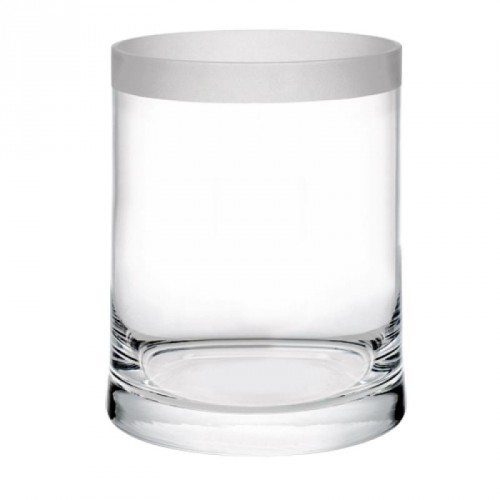 Vase/Windlicht, Glas, rund, Zylinderform, satinierter Rand